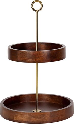 Kate and Laurel Lipton Modern Two Tier Tray, 13 x 13 x 20, Navy and Gold, Glam Decorative Tray in Saudi Arabia
