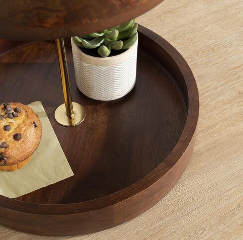 Kate and Laurel Lipton Modern Two Tier Tray, 13 x 13 x 20, Navy and Gold, Glam Decorative Tray in Saudi Arabia