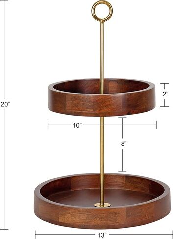 Kate and Laurel Lipton Modern Two Tier Tray, 13 x 13 x 20, Navy and Gold, Glam Decorative Tray in Saudi Arabia