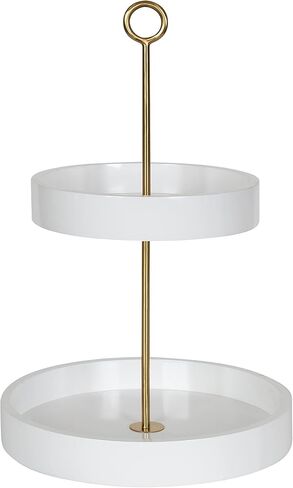 Kate and Laurel Lipton Modern Two Tier Tray, 13 x 13 x 20, Navy and Gold, Glam Decorative Tray in Saudi Arabia