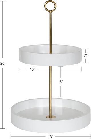 Kate and Laurel Lipton Modern Two Tier Tray, 13 x 13 x 20, Navy and Gold, Glam Decorative Tray in Saudi Arabia