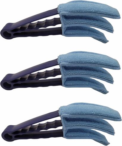 Window Blind Cleaner Duster Brush with Washable 3 Finger Microfiber Sleeve, Shutter Cleaning Tool (1 Pack, Blue) in Saudi Arabia
