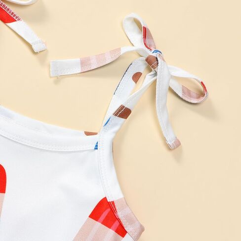 ملابس Gueuusu للفتيات الصغيرات في الرابع من يوليو، جمبسوت بحمالات العلم الأمريكي/النجمة، ملابس سفلية على شكل جرس رسن، ملابس صيفية ليوم الذكرى in Kuwait