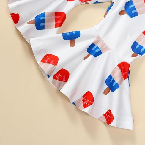 ملابس Gueuusu للفتيات الصغيرات في الرابع من يوليو، جمبسوت بحمالات العلم الأمريكي/النجمة، ملابس سفلية على شكل جرس رسن، ملابس صيفية ليوم الذكرى in Kuwait