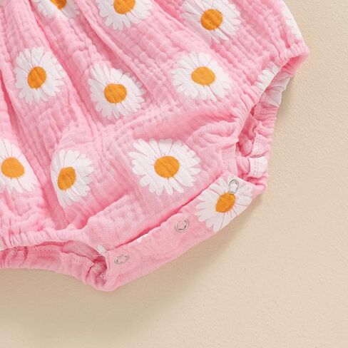 Newborn Baby Girl Romper Clothes Set Daisy Puff Sleeve Bodysuit + Bowknot Headband Infant Girl Summer Outfits in Saudi Arabia