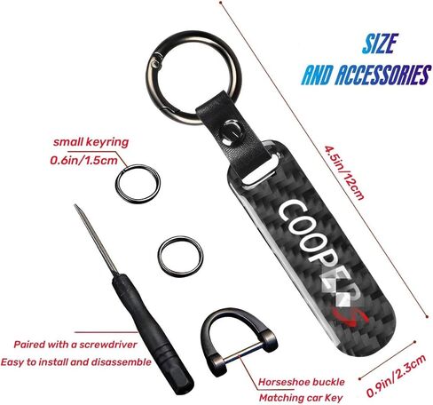 قطعة واحدة من سلسلة مفاتيح السيارة المتوافقة مع سلسلة مفاتيح Cooper S ذات نسيج ألياف الكربون الممتازة وحلقات مفاتيح قابلة للفصل in Kuwait