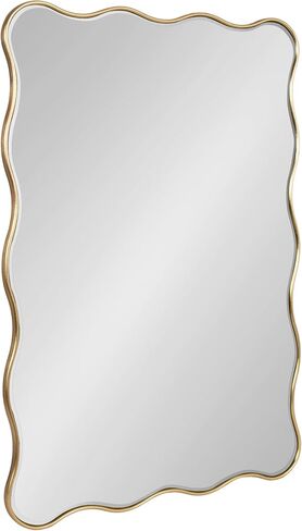 Kate and Laurel Viona Modern Scalloped Rectangle Mirror, 24 x 36, Gold, Decorative Wavy Mirror with Unique Rippled Edge and a Glamorous Gold Finish in Saudi Arabia