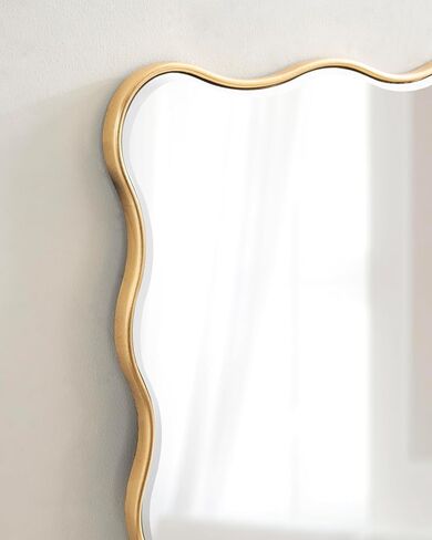 Kate and Laurel Viona Modern Scalloped Rectangle Mirror, 24 x 36, Gold, Decorative Wavy Mirror with Unique Rippled Edge and a Glamorous Gold Finish in Saudi Arabia