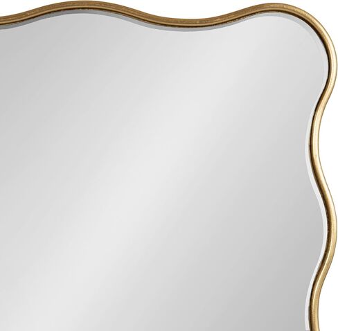 Kate and Laurel Viona Modern Scalloped Rectangle Mirror, 24 x 36, Gold, Decorative Wavy Mirror with Unique Rippled Edge and a Glamorous Gold Finish in Saudi Arabia