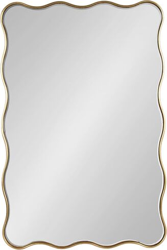 Kate and Laurel Viona Modern Scalloped Rectangle Mirror, 24 x 36, Gold, Decorative Wavy Mirror with Unique Rippled Edge and a Glamorous Gold Finish in Saudi Arabia