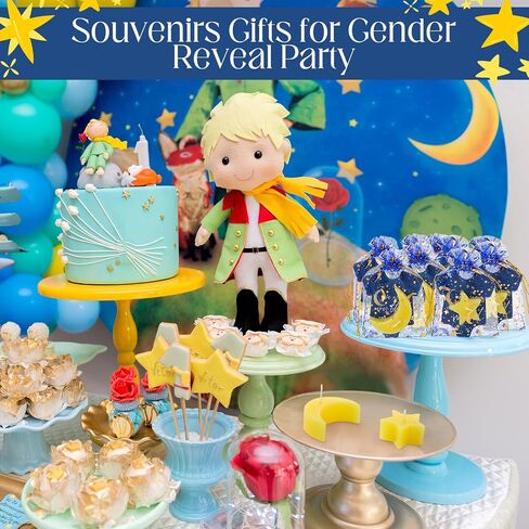 MTLEE 50 Sets Twinkle Little Star Baby Shower Favor for Guest 50 Moon and Star Shaped Candle 50 Thank You Cards and Moon Organza Bag Baby Shower Favor for Boys Party Gift for over the Moon Baby Shower in Saudi Arabia