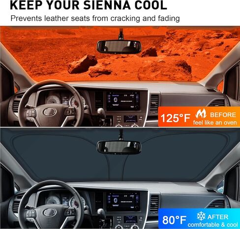 مظلة الشمس للزجاج الأمامي لسيارة Toyota Sienna 2011-2020، مظلة أمامية قابلة للطي حاجب من الشمس درع واقي ملحقات الكابينة للسيارة in Kuwait