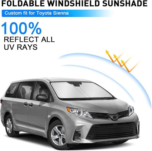 مظلة الشمس للزجاج الأمامي لسيارة Toyota Sienna 2011-2020، مظلة أمامية قابلة للطي حاجب من الشمس درع واقي ملحقات الكابينة للسيارة in Kuwait