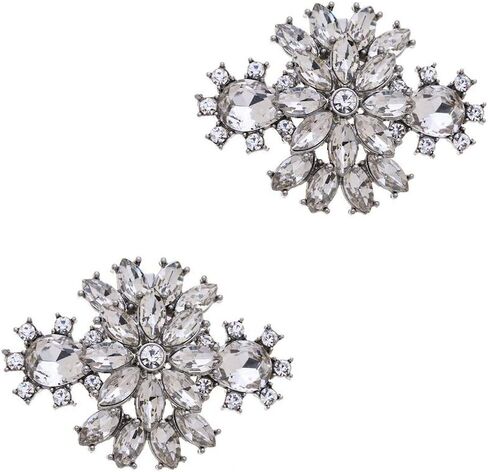 Ruihfas Fashion 2Pcs Korean Fashion Rhinestones Flower Shoe Clips Wedding Party Shoes Buckles Decorations in Saudi Arabia