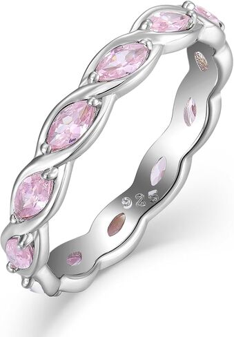 YL Twisted Rings 925 Sterling Silver Infinity Ring 2x4mm Marquise Cut Gemstone Eternity Band for Women in Saudi Arabia