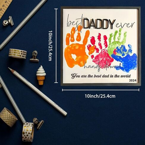 Personalized Father's Day Gifts, Unique DIY Wood Plaques Handprint Kit, The Gifts for Dads Birthday and Father's Day from His Daughter and Son, Art Sign Home Decoration, PULIT123 in Saudi Arabia