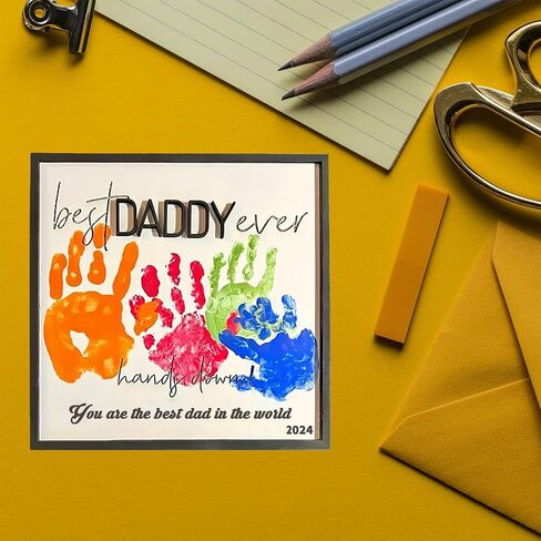 Personalized Father's Day Gifts, Unique DIY Wood Plaques Handprint Kit, The Gifts for Dads Birthday and Father's Day from His Daughter and Son, Art Sign Home Decoration, PULIT123 in Saudi Arabia