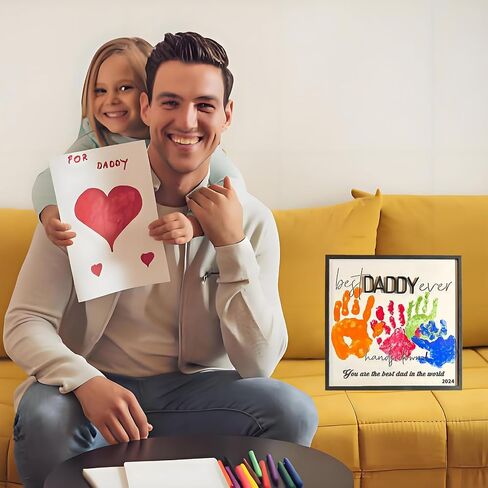 Personalized Father's Day Gifts, Unique DIY Wood Plaques Handprint Kit, The Gifts for Dads Birthday and Father's Day from His Daughter and Son, Art Sign Home Decoration, PULIT123 in Saudi Arabia