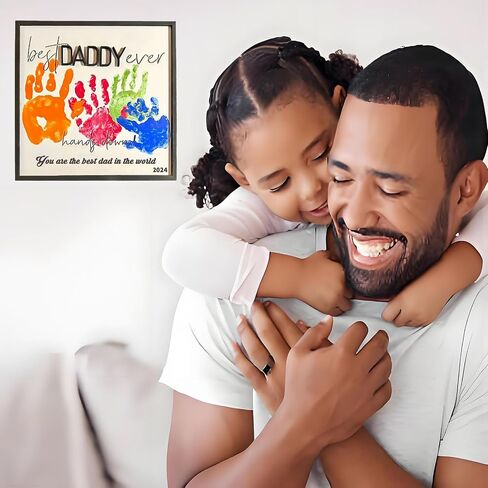 Personalized Father's Day Gifts, Unique DIY Wood Plaques Handprint Kit, The Gifts for Dads Birthday and Father's Day from His Daughter and Son, Art Sign Home Decoration, PULIT123 in Saudi Arabia