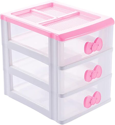 3 Drawer Storage Organizer Cute Desk Organizer with Drawers,Kawaii Mini Drawers Plastic Drawers Organizer, Small Kawaii Desk Decor Makeup Organizer for Bathroom,Desk,Office in Saudi Arabia