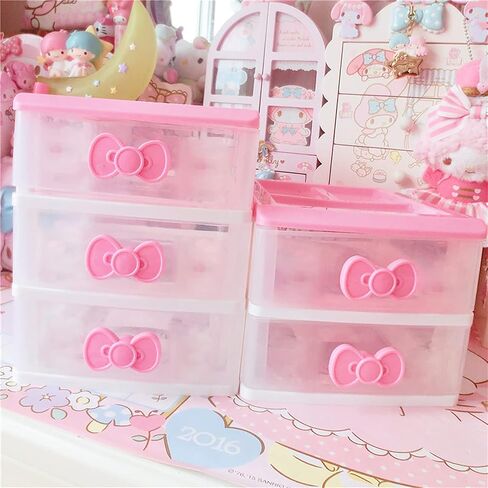 3 Drawer Storage Organizer Cute Desk Organizer with Drawers,Kawaii Mini Drawers Plastic Drawers Organizer, Small Kawaii Desk Decor Makeup Organizer for Bathroom,Desk,Office in Saudi Arabia
