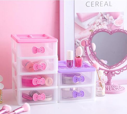 3 Drawer Storage Organizer Cute Desk Organizer with Drawers,Kawaii Mini Drawers Plastic Drawers Organizer, Small Kawaii Desk Decor Makeup Organizer for Bathroom,Desk,Office in Saudi Arabia