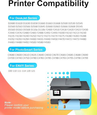 خرطوشة حبر 60XL لحبر HP 60 60XL حزمة كومبو باللون الأسود واللون حبر طابعة عالي الإنتاجية 60 60XL مناسبة لـ PhotoSmart C4780 C4680 C4795 C4640 لـ Deskjet F4480 F4440 F2430 Envy 110 120 111 114 (عبوتان) in Kuwait