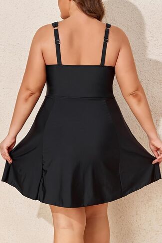 Smismivo Plus Size Swim Dress Tummy Control Swimdress for Women One Piece Swimsuit Built in Shorts Retro Bathing Suit in Saudi Arabia