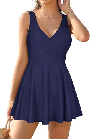 SHEKINI One Piece V Neck Skirt for Women Modest Tummy Control Swimdress Bathing Suits Swimsuit in Saudi Arabia