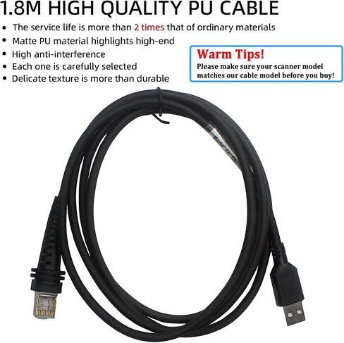 كابل USB لماسح الباركود هانيويل، كابل USB إلى RJ45، CBL-500-300-S00 1900GHD 1900iSR 1902GHD 1902GSR 1300G 1250G MS7580 (الإصدار الجديد) 1450G MS7980G 1200G 1910 (1900-7FT-Straight) in Saudi Arabia
