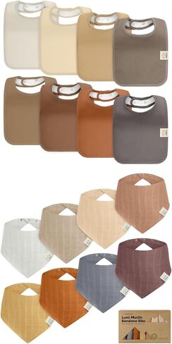 Keababies 8-Pack Organic Baby Bibs for Boy, Girl and 8-Pack Muslin Bibs, Baby Bibs for Boys, Girls - Drool Bibs for Baby Girl, Boy, Toddler, Infant Bib, Cotton Bib - Muslin Bandana Bib, Baby Drool Bib in Saudi Arabia