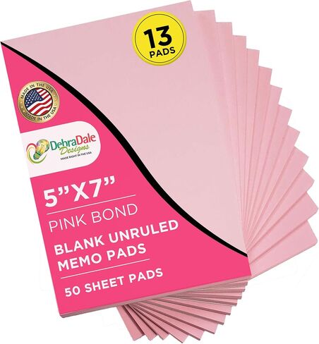 DEBRADALE DESIGNS 3x5 Inch Unlined Blank Memo Pads Bulk Pack - 25 White Note Pads, 100 Sheets Each, Pocket Size, Made in USA, Glued Short Edge Scratch Pads in Saudi Arabia