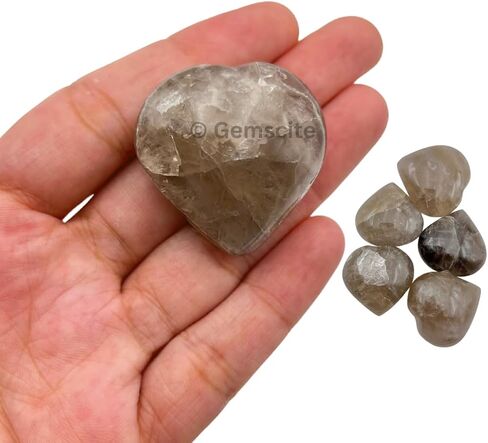 GEMSCITE Gemstone Angelite Puff Heart Stone 30 mm Palm Pocket Healing Carved Love Worry Stone Good Luck Gift Home Decor in Saudi Arabia