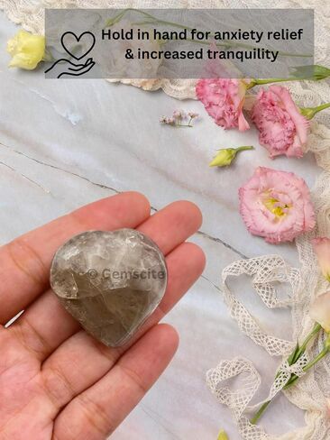 GEMSCITE Gemstone Angelite Puff Heart Stone 30 mm Palm Pocket Healing Carved Love Worry Stone Good Luck Gift Home Decor in Saudi Arabia