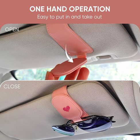 Sunglass Holder for Car Sun Visor, Magnetic Leather Glasses Holder, Sunglasses Clip, Ticket Card Clip, Glasses Case, Car Visor Accessories, Car Organizer, Valentines Gift to Girlfriend Wife in Saudi Arabia