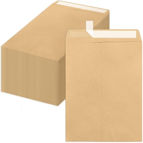10 × 13 مغلفات كتالوج ذاتية الختم 100 قطعة، Goefun 100GSM ورق كرافت مغلفات كبيرة بنية، مغلفات مانيلا 10 × 13 للبريد in Kuwait