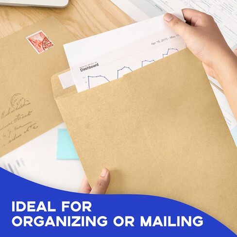 10 × 13 مغلفات كتالوج ذاتية الختم 100 قطعة، Goefun 100GSM ورق كرافت مغلفات كبيرة بنية، مغلفات مانيلا 10 × 13 للبريد in Kuwait