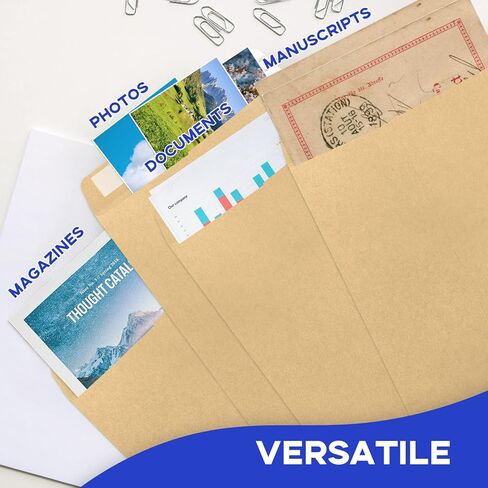 10 × 13 مغلفات كتالوج ذاتية الختم 100 قطعة، Goefun 100GSM ورق كرافت مغلفات كبيرة بنية، مغلفات مانيلا 10 × 13 للبريد in Kuwait
