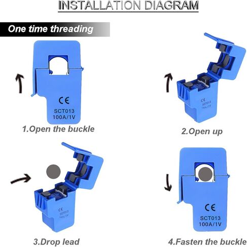 SCT-013-000 محول تيار مقسم غير جراحي 100 أمبير/1 فولت مستشعر تيار متردد + وحدة ADS1115 ADC مع كابل صوت أنثى كابل دوبونت ذكر وأنثى، لاردوينو in Kuwait