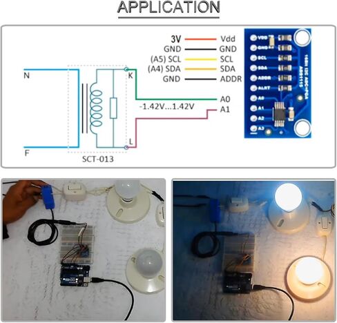 SCT-013-000 محول تيار مقسم غير جراحي 100 أمبير/1 فولت مستشعر تيار متردد + وحدة ADS1115 ADC مع كابل صوت أنثى كابل دوبونت ذكر وأنثى، لاردوينو in Kuwait