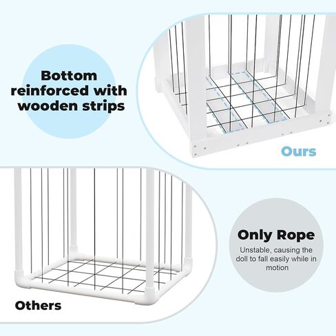 تخزين ألعاب حديقة الحيوان المحشوة، منظم ألعاب للأطفال، مقاس 50 بوصة × 20 بوصة × 17 بوصة، مادة خشبية حامل حيوانات محشوة كبير جدًا مع شريط مطاطي لغرفة نوم الأطفال وزاوية غرفة اللعب. هدية للأولاد والبنات، أبيض in Kuwait