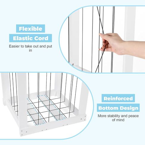 تخزين ألعاب حديقة الحيوان المحشوة، منظم ألعاب للأطفال، مقاس 50 بوصة × 20 بوصة × 17 بوصة، مادة خشبية حامل حيوانات محشوة كبير جدًا مع شريط مطاطي لغرفة نوم الأطفال وزاوية غرفة اللعب. هدية للأولاد والبنات، أبيض in Kuwait