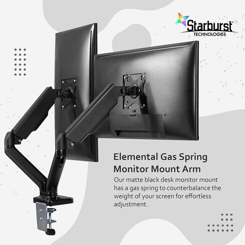 Flexion Black Series Adjustable Dual Monitor Desk Top Stand with Dual USB 2.0 Charging Ports is Compatible with Standard or Curved Monitors up to 32" in Saudi Arabia