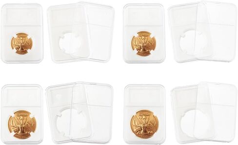 PH PandaHall 4 Sizes Coin Slab Snap Display Holder, 8pcs White Coin Cases for Collectors 24 29 34 38mm Coin Display Box Plastic Dollar Coin Holder with Clear Cases for Coin Collection Supplies in Saudi Arabia