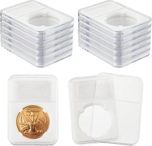 PH PandaHall 4 Sizes Coin Slab Snap Display Holder, 8pcs White Coin Cases for Collectors 24 29 34 38mm Coin Display Box Plastic Dollar Coin Holder with Clear Cases for Coin Collection Supplies in Saudi Arabia