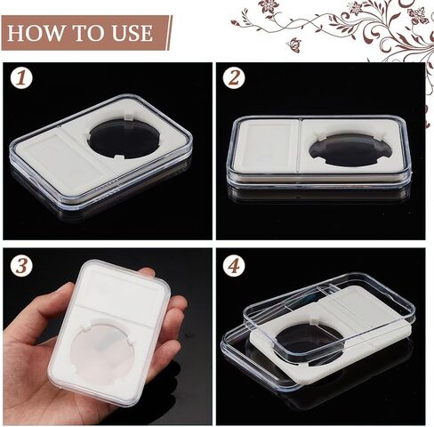 PH PandaHall 4 Sizes Coin Slab Snap Display Holder, 8pcs White Coin Cases for Collectors 24 29 34 38mm Coin Display Box Plastic Dollar Coin Holder with Clear Cases for Coin Collection Supplies in Saudi Arabia