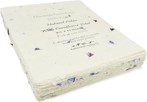 ورق طباعة Lokta بالليزر ونفث الحبر مصنوع يدويًا مع حافة Deckle مقاس 8.5 × 11 بوصة ورق طباعة متخصص ديكور عتيق (100 ورقة، طبيعي) in Saudi Arabia