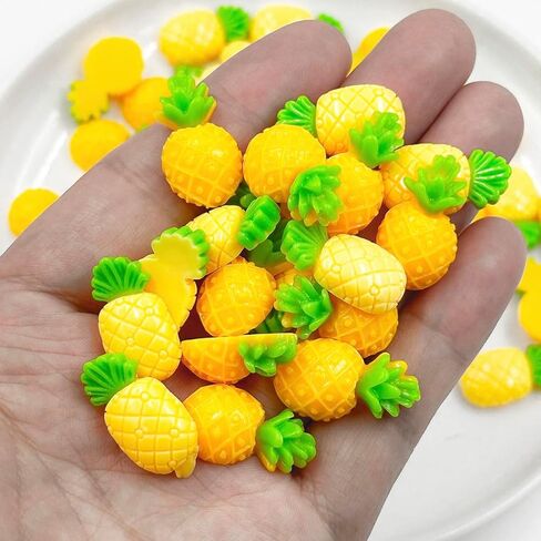 Suartus Fruit Resin Flatback Beads Charms, 100Pcs Resin Pineapple Flatback Charms Slices Flatback Buttons for DIY Phone Case Scrapbooking Embellishment Crafts Making Jewelry Decor (2styles Pineapple) in Saudi Arabia