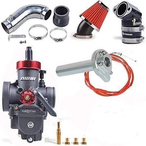 NIBBI Racing Parts Original Replacement High Performance Speed Modified Carburetor Kit PE26MM GY6 Curved Pipe Throttle Cable High Flow Air Filter 48MM Fit GY6 Engine Scooter 100CC 125CC 150CC in Kuwait