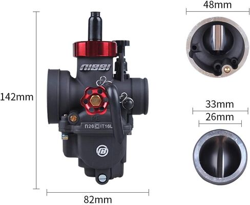 NIBBI Racing Parts Original Replacement High Performance Speed Modified Carburetor Kit PE26MM GY6 Curved Pipe Throttle Cable High Flow Air Filter 48MM Fit GY6 Engine Scooter 100CC 125CC 150CC in Kuwait